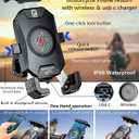 KEWIG Motorcycle Phone Mount Qi 15W Wireless & USB C 20W Fast Charging Port, Automatically Lock & Quick Release Handlebar Cell Phone Holder for 4-7'' Phones
