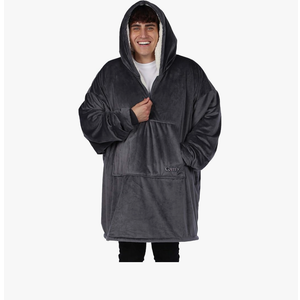 THE COMFY Original | Sherpa Lined Microfiber Fleece Wearable Blanket, Oversized Design with Hood and Pocket from Shark Tank