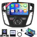 2G+64G Android Car Radio Car Stereo for Ford Focus 2012-2018 with Wireless Carplay Android Auto, 9 Touch Screen Head Unit with Mirror Link WiFi GPS Bluetooth FM RDS EQ AHD Backup Camera SWC MIC