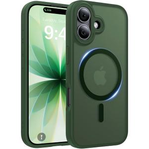 Magnetic for iPhone 17 Case, [Anti-Slip] [Military-Grade Drop Protection] [Camera Protection] Skin-Friendly Slim Translucent Shockproof Protective for iPhone 17 Phone Case, Forest Green