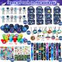 Golray 134pcs Space Party Favors with Box Stress Balls Erasers Luminous Tattoos Stamps Necklaces Bracelets, Outer Space Birthday Decorations Gift Goodie Bag Stuffers Astronaut Toys for Kids Boys Girls