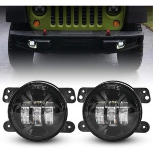 LX-LIGHT 4 Inch 60W LED Fog Light with EMC Compatible with Jeep Wrangler TJ LJ JK Dodge Journey Front Bumper Lights (White)