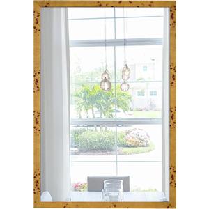 Wood Mirrors for Bathroom Over Sink 24x36 Inch, Rustic Wooden Framed Vanity Wall Mirror with Tempered Glass Farmhouse Bathroom & Entryway Decor (Light Brown)