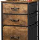 DEVAISE Mobile File Cabinet, Rolling Printer Stand with 3 Drawers, Fabric Vertical Filing Cabinet fits A4 or Letter Size for Home Office, Rustic Brown Wood Grain Print