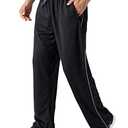 MAGNIVIT Men's Mesh Warm-Up Sweatpants Open Bottom Lightweight Athletic Jogger Pants Black/Grey
