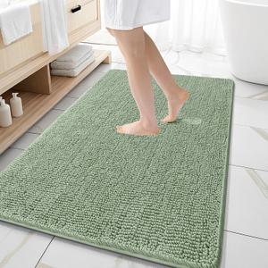 OLANLY Large Bathroom Rugs 59x35, Extra Soft Absorbent Chenille Bath Rugs, Rubber Backing Quick Dry, Machine Washable Bath Mats for Bathroom Floor, Tub and Shower, Home Decor Accessories, Sage Green