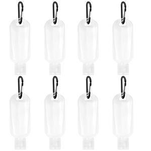 Yinprwi 8 Pcs Travel Bottles with Keychain 1.7oz (50ml) Portable Plastic Leakproof Squeeze Hand Sanitizer Holder with Flip Cap Refillable Small Empty Bottles for Shampoo Conditioner Body Wash Liquid