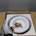 Plug in Pendant Light Vintage, Adjustable Pulley Hanging Lamp with Green Lily Glass Shade, Brass Hanging Lights with Plug in Cord, Gold Hanging Pendant Light for Bedroom Living Room Kitchen