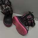 DREAM PAIRS Boys Girls Snow Boots Water-Resistant Outdoor Warm Cozy Anti-Slip Mid Calf Faux Fur Lining Insulated Winter Shoes for Little/ Big Kids, Size 11 Little Kid, Black/ Pink, KRIVER-1