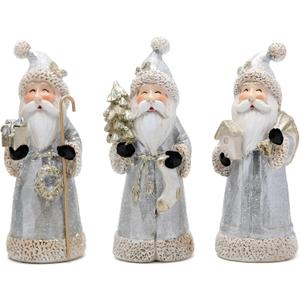 Hodao Santa Claus Decorative Figurine - Home Decor - Autumn Thanksgiving - Handcrafted - Perfect Choice for Christmas Home Decor and Indoor Holiday Display(3 PCS)(Silver)