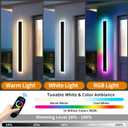 Mikeru Upgraded Widened RGB Long LED Wall Lights, 2Pack 31.4inch Outdoor Sconces RGB/Warm/White Dimmable Outdoor Wall Lights Exterior Front Porch Light Ip65 Waterproof Wall Sconce with Remote Control