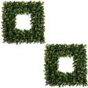 Pure Garden Set of 2 Wreaths - 16.5-Inch Square Artificial Boxwood Spring, Summer, Winter, or Fall Wreaths - Outdoor/Indoor Decor for Front Door