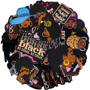 15Pcs Black Girl Iron on Patches, Afro Girl Magic Embroidered Applique Sew on Patches for Clothes Hats Backpacks Jackets T-Shirt