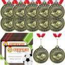 Loetere 12 Pcs Award Medals with 12 Pcs Achievement Award Certificates Team Participation Medals Certificates Party Favors for Team Competitions Trophy Prize