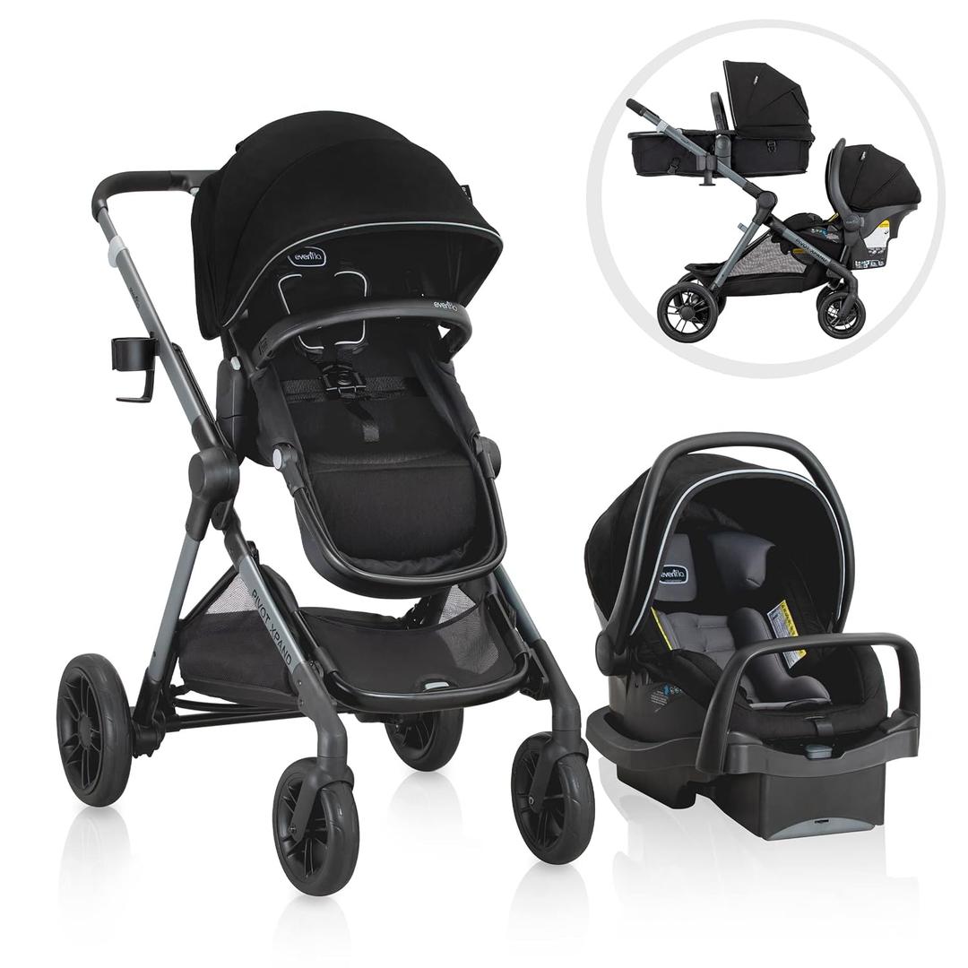 Pivot Xpand Modular Travel System with LiteMax Infant Car Seat with Anti-Rebound Bar, EXP: 2030/09/03 (Ayrshire Black)
