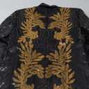 Men's Suit 2 Pieces Blazer and Pants Black with Gold Applique Fit for Wedding Prom (Small)