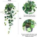 Fake English Ivy Plants in Pots Set of 2 Realistic Artificial Ivy Greenery for Home Decor, Tabletop, Office, Shelf, Balcony or Bathroom Lifelike Faux Hanging Vines, No Maintenance Required