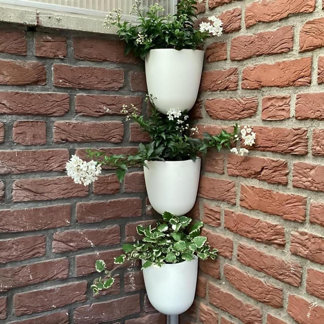 ORIMERC 4 Pack Corner Wall Mounted Hanging Planter Self Watering Triangle Plastic Flower Pot Decorative Modern Plant Vase Container Holder for Succulent Indoor Outdoor Home Office Dcor White