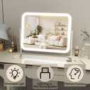 ROLOVE Lighted Makeup Mirror, 17"x13" Vanity Mirror with Lights, 10X Magnification, Gifts for Women, 3 Color Lighting Modes, Smart Touch Control, 360 Rotation for Bedroom or Tabletop (White)
