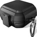 AIRSPO Powerbeats Pro Case, Power Beats Pro Case Cover with Lock Military Hard Shell Carbon Fiber Black Protective Cover for Powerbeats Pro Wireless Earbuds Case, Black