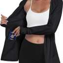 SeSe Code UPF 50+ Hoodie With Eye Mask Womens Zip Up Travel Jackets Lightweight Sleep Sun Protection Shirts Pockets Outdoor (Black, L)