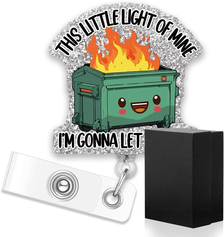 ERHACHAIJIA This Little Light of Mine I'm Gonna Let It Shine Retractable Glitter Badge Reel with Clip, Funny Dumpster Fire Gifts for ER Nurse Doctor MA, New Nurse Graduation Gifts, Nurse Week Gifts ERHACHAIJIA This Little Light of Mine I'm Gonna Let It Shine Retractable Glitter Badge Reel with Clip, Funny Dumpster Fire Gifts for ER Nurse Doctor MA, New Nurse Graduation Gifts, Nurse Week Gifts