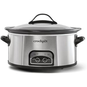 Crock-Pot 6 Quart Programmable Slow Cooker with Timer and Auto Food Warmer Setting, Stainless Steel