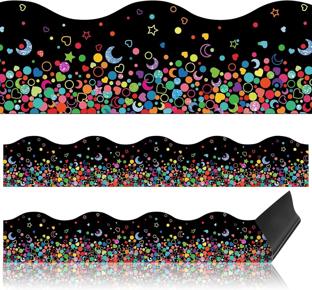 Capoda 24 Pcs Confetti Magnetic Borders for Bulletin Board Classroom Black Boarder Trim Whiteboard Blackboard Decorations Scalloped Strips Decor Chalkboard Office Home Elementary Kindergarten Capoda 24 Pcs Confetti Magnetic Borders for Bulletin Board Classroom Black Boarder Trim Whiteboard Blackboard Decorations Scalloped Strips Decor Chalkboard Office Home Elementary Kindergarten