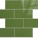 Effortless Elegance 10 Sheet Peel and Stick Backsplash, Self Sticky Adhensive Soft-Glossy Marble Tile, 12'' Green Subway Tile for Kitchen Wall, Waterproof Stick on Backsplash for Bathroom