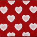 Alwoligag Valentine's Day Heart Bath Mat，Red and White Heart Shaped Bathroom Rug，Non-Slip Absorbent Soft Bath Mat for Valentine's Decor，Washable，20x32 Inches