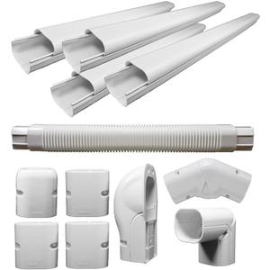 DuctlessAire White Paintable Mini Split Line Set Cover Kit - Cover for Ductless Mini Split AC & Heating System - Easy to Install Hide-A-Line Kit (3" x 30 ft.)