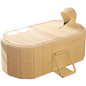 Portable Bathtub for Adult Large Foldable No Installation Bath Tub for Shower Stall, Bathroom Hot SPA Soaking Standing Tub (Gosling yellow, With lid, M(47.2''L33.9''W19.7''H))