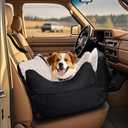 SthExtra Dog Car Seat for Small Dogs, Portable Dog Booster Seat with 2 Safety Leashes, Waterproof and Comfortable with Thick Foam Filling, Pet Travel Carrier Bed with Storage Pockets (Black, Small)