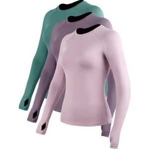 CADMUS Quick-Drying Running Long Sleeve Shirt for Women Workout Shirts (XX-Large, 09:light Pink, Purple, Dark Green, Pack of 3)