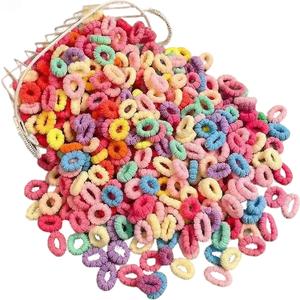 500 PCS Multicolor Cotton Hair Ties, Small Seamless Kids Hair Ties  Soft No-Crease Baby Hair Elastics for Girls, Kids & Toddlers, Gentle Ponytail Holders for Thin & Thick Hair. (multicolour)