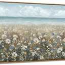 amatop Large Wall Art for Living Room Framed Boho Beach Coastal Floral Ocean Wall Picture Farmhouse Daisy Flower Sea Canvas Print Nautical Neutral Vintage Warm Artwork Home Bedroom Office Decor 48x24
