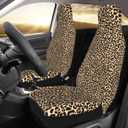 Yobvec Cheetah Print Car Seat Covers Front Universal Set of 2, Leopard Car Accessories