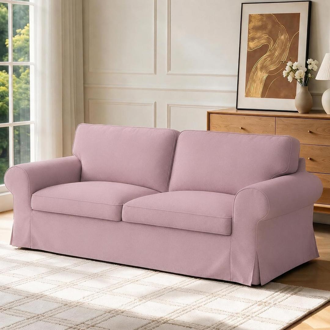Ektorp Loveseat Sofa Cover Replacment Slipcover Designed for IKEA Ektorp Two Seater Sofa Slipcover,Couch Cover Not Include The Sofa Body, Pink