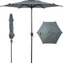 Abba Patio 7.5FT Lyon Outdoor Patio Umbrella Outdoor Table Umbrella with Push Button Tilt and Crank Market Umbrella 6 Sturdy Ribs UV Protection Waterproof for Garden Deck Backyard Pool Grey