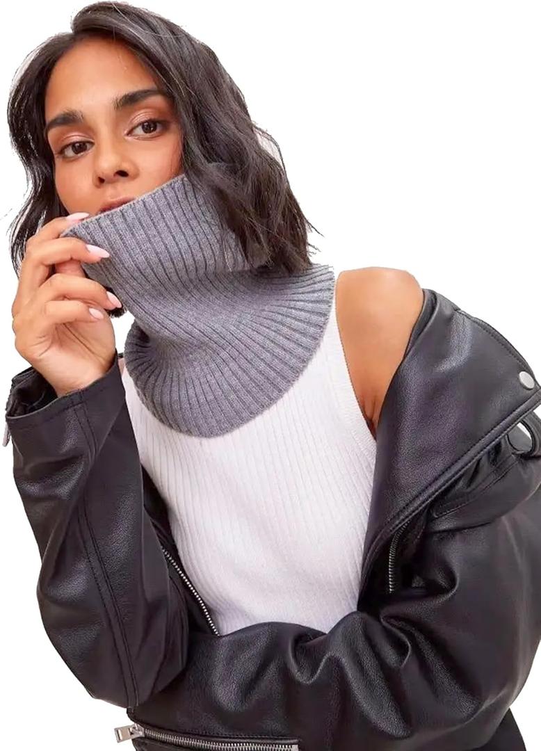 Winter Neck Warmer Scarf Neck Gaiter for Men Women, Windproof Neck Warmer Ski, Tube Circle Neck Scarves (Gray)