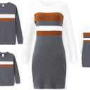 PATPAT Family Matching Outfits Fall Winter Cotton Long Sleeve Bodycon Dresses and Sweatshirts Tops Sets, Size: Large, Women