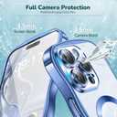 [CD Ring & Curly Wave Edge] for iPhone 15 Pro Case, 2025 Upgraded [Full Camera Protection] [Compatible with MagSafe] Plating Soft Non-Yellowing Clear Case for 15 Pro 6.1 " Men Women ,Titanium Blue