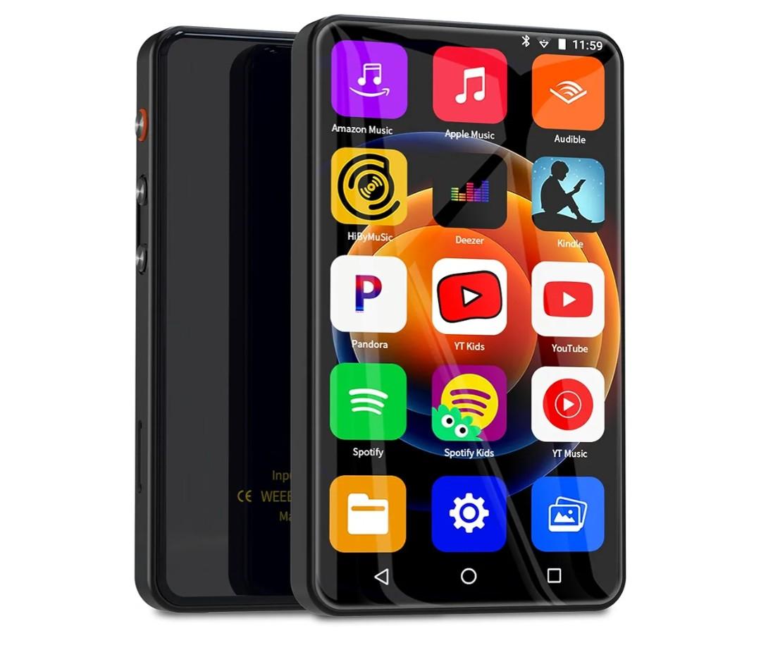 Portable 144GB MP3 Player with Bluetooth and WiFi, 4" Full-Color Touch Screen MP3 Music Player with Spotify, YouTube, Pandora, Amazon Music, Libby, Android Mainstream Media MP4 Player for Kids, Black