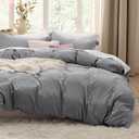 Bedsure Grey Duvet Cover Queen Size - 3 Pieces Prewashed Cotton-Like Polyester Extra Soft Bedding Set, Includes 1 Duvet Cover 90x90 Inches with Zipper Closure & 2 Pillow Shams, Comforter Not Included