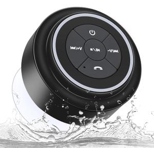 HAISSKY Bluetooth Shower Speakers, Portable Wireless Speaker with Suction Cup, IP67 Waterproof Speaker Pairs Easily to Phones, Tablets, Computer, Gift for Men & Women (Black)