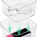 6pcs Clear Acrylic Storage Container, Desk Organizer Drawer Square Tray, Small Makeup Vanity Storage Bins Widely for Kitchen Cabinet, Tool, Office Desk, Gadgets, Pens, Paper Clips, No Lid