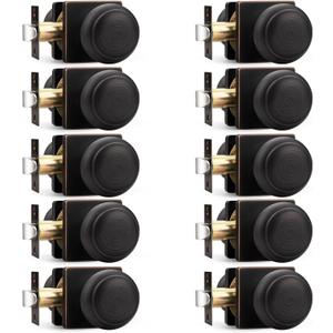 Probrico Oil Rubbed Bronze Square Door Knobs, Passage Door Knobs for Hallway&Closets, Interior Door Handles Stainless Steel, Modern Door Knobs with Square Rosette, 10 Pack