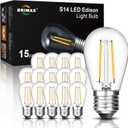 BRIMAX 2w S14 Led Edison Light Bulbs Outdoor 11w Incandescent Filament Bulb Replacement 2700K Bright Warm White Dimmable, E26 Base Durable Led Bulb for Outdoor Patio String Light,15pack