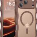 BENTOBEN Magnetic for iPhone 17 Pro Case, Cute Wavy Full Camera Protection [Compatible with MagSafe] Matte Anti-Slip Bumper Women Girls Boys Protective Cover for 17 Pro 6.3", Desert Titanium