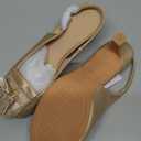 DADAWEN Women's Slingback Kitten Heels Tassels Peep Toe Pumps Wedding Party Dress Shoes (6, Gold)